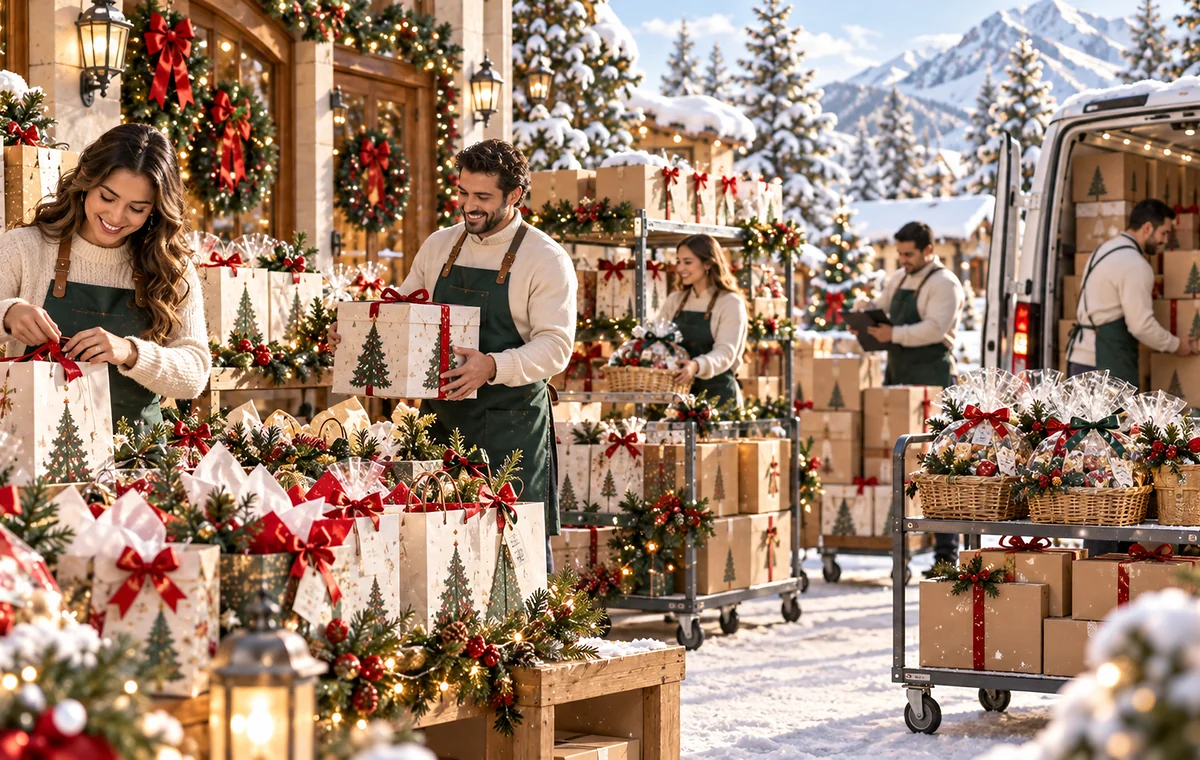 Preparación de pedidos navideños por volumen